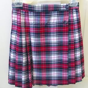 Vintage plaid pleated wrap mini skirt
